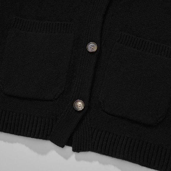 CHICJOC Scarlet Style Cashmere Cardigan Deep V-neck black size 38 - Picture 9 of 15